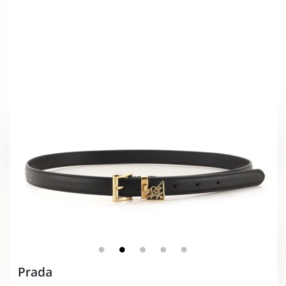 Prada Black Belt with gold hardware and charm. - Picture 4 of 8